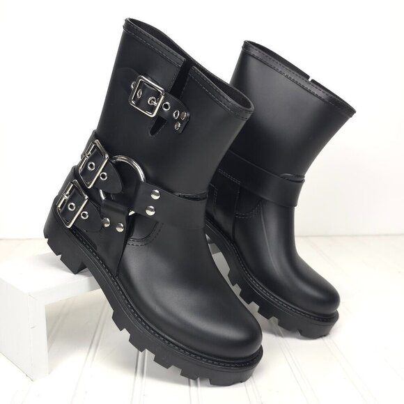 Jeffrey Campbell Controller Boots in Black Matte Silver Moto Boots US 8 - Picture 2 of 13
